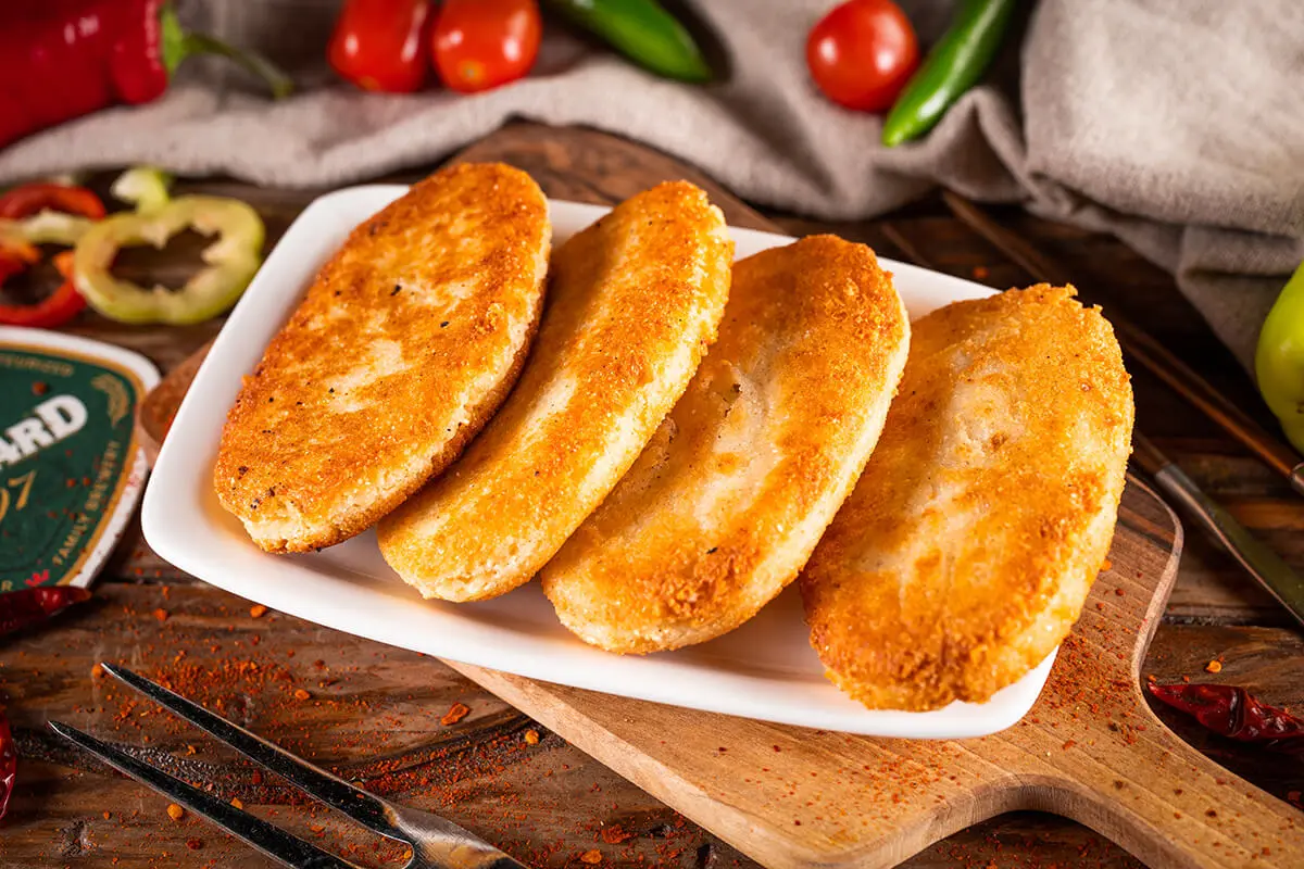 Shot of Chvishtari - baked corn flour bread with cheese filling